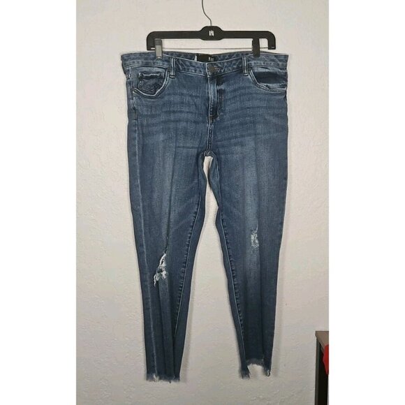 KUT From The Cloth Womens 14 Blue Raw Hem Tapered Leg Jeans - Picture 1 of 6